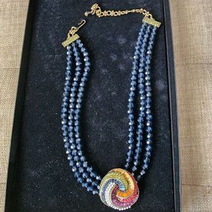 HEIDI DAUS NAVY SAPPHIRE CRYSTAL PENDANT NECKLACE